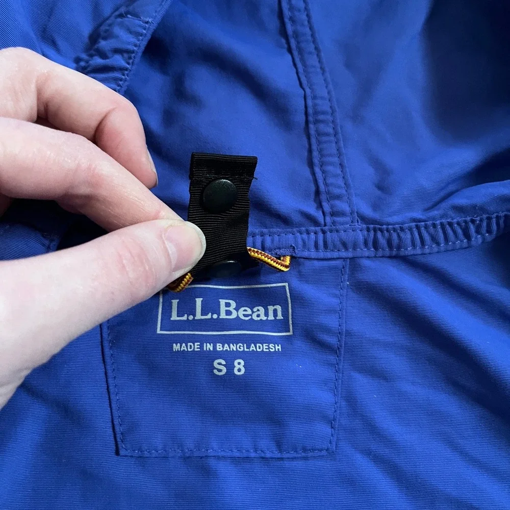 L.L. Bean Kids Royal Blue Hooded Lightweight Windbreaker Jacket Size Small‎ 8